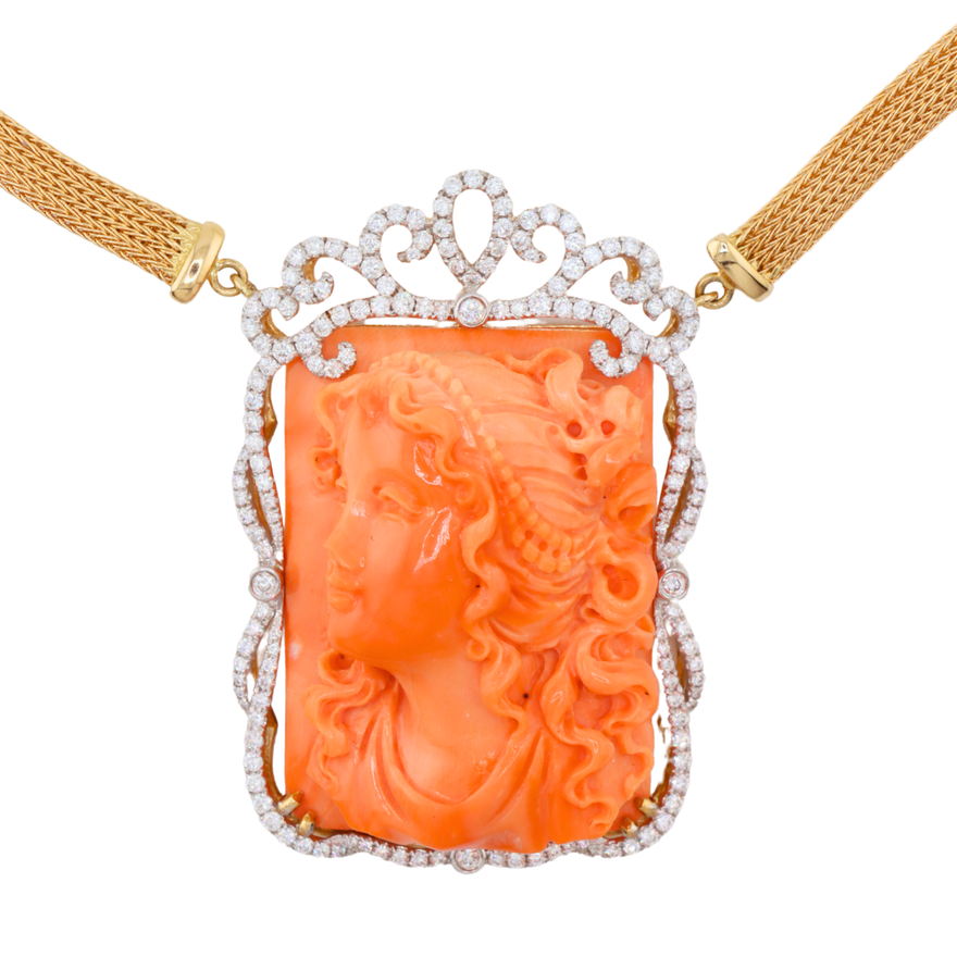 Gargantilla con dije de coral rosa