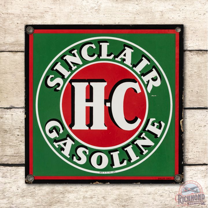 14" Sinclair H-C Gasoline Porcelain Sign