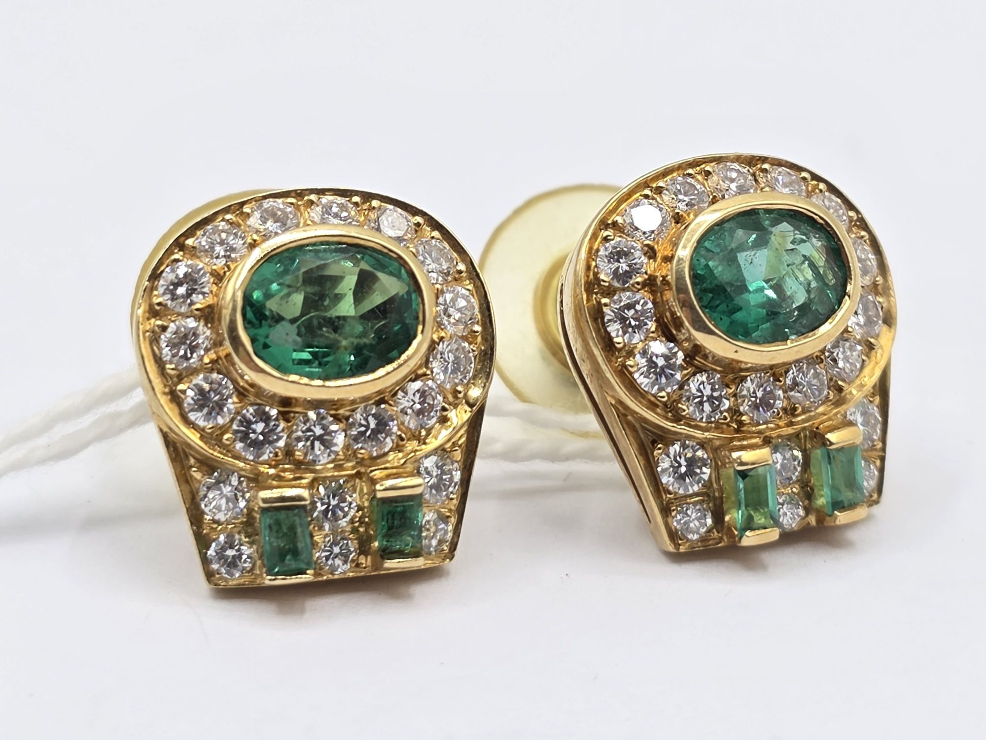 14ct Gold Emerald And Diamond Earrings