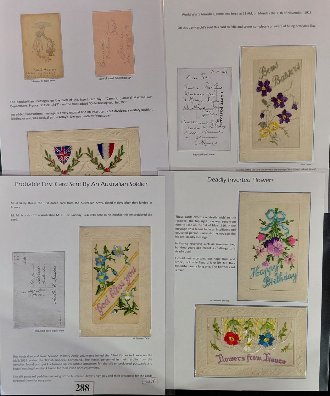 288 · SILK POSTCARDS - WWI