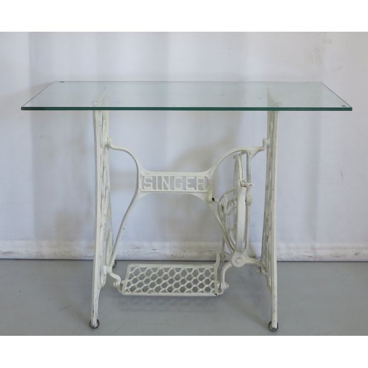 GLASS TOP SINGER SEWING MACHINE TABLE