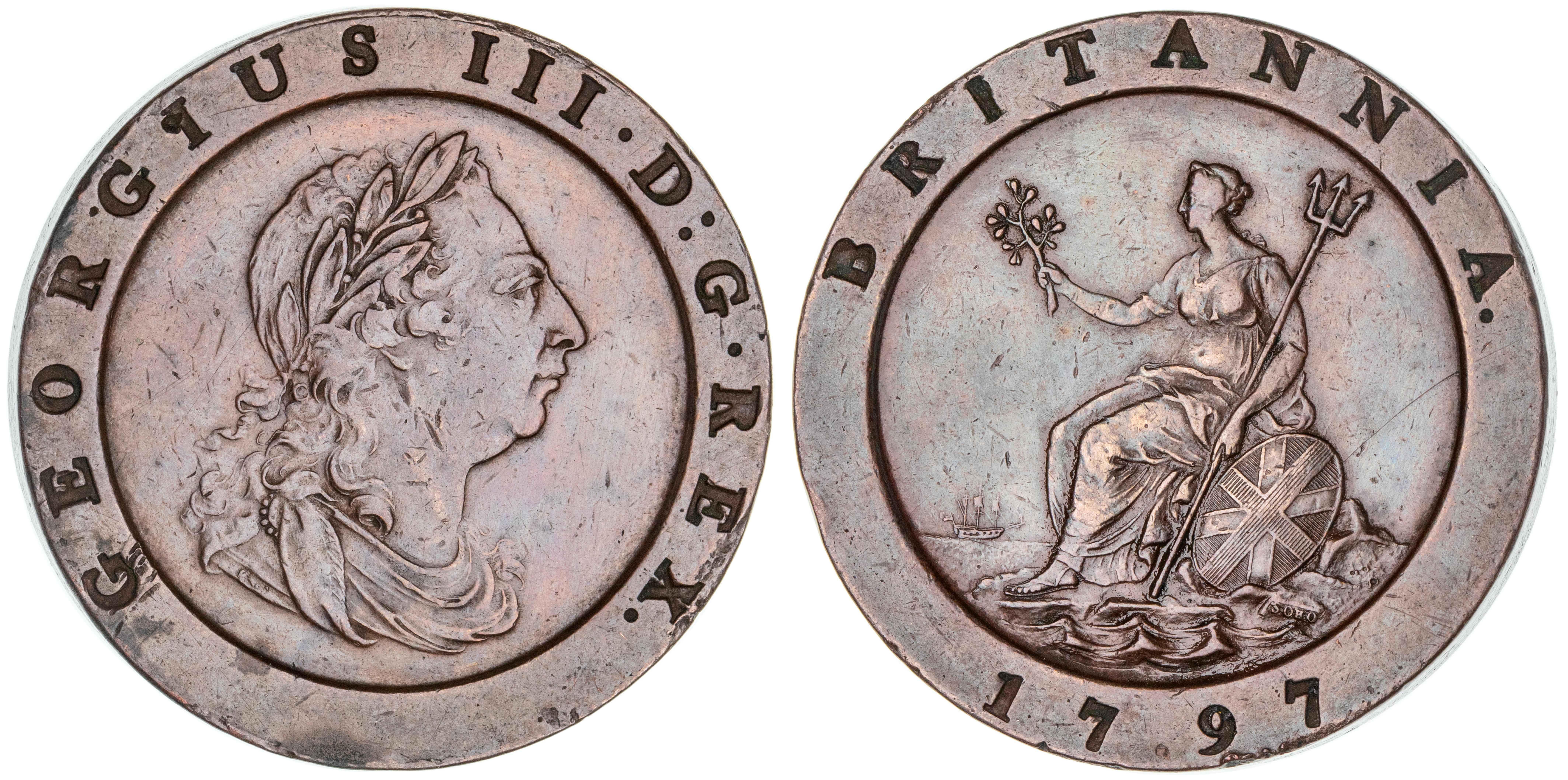 Great Britain, George III, Twopence, 1797, EF