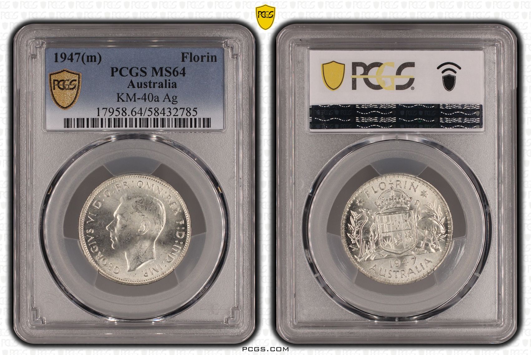 KM-40a Silver, Florin, 1947(m), PCGS MS64