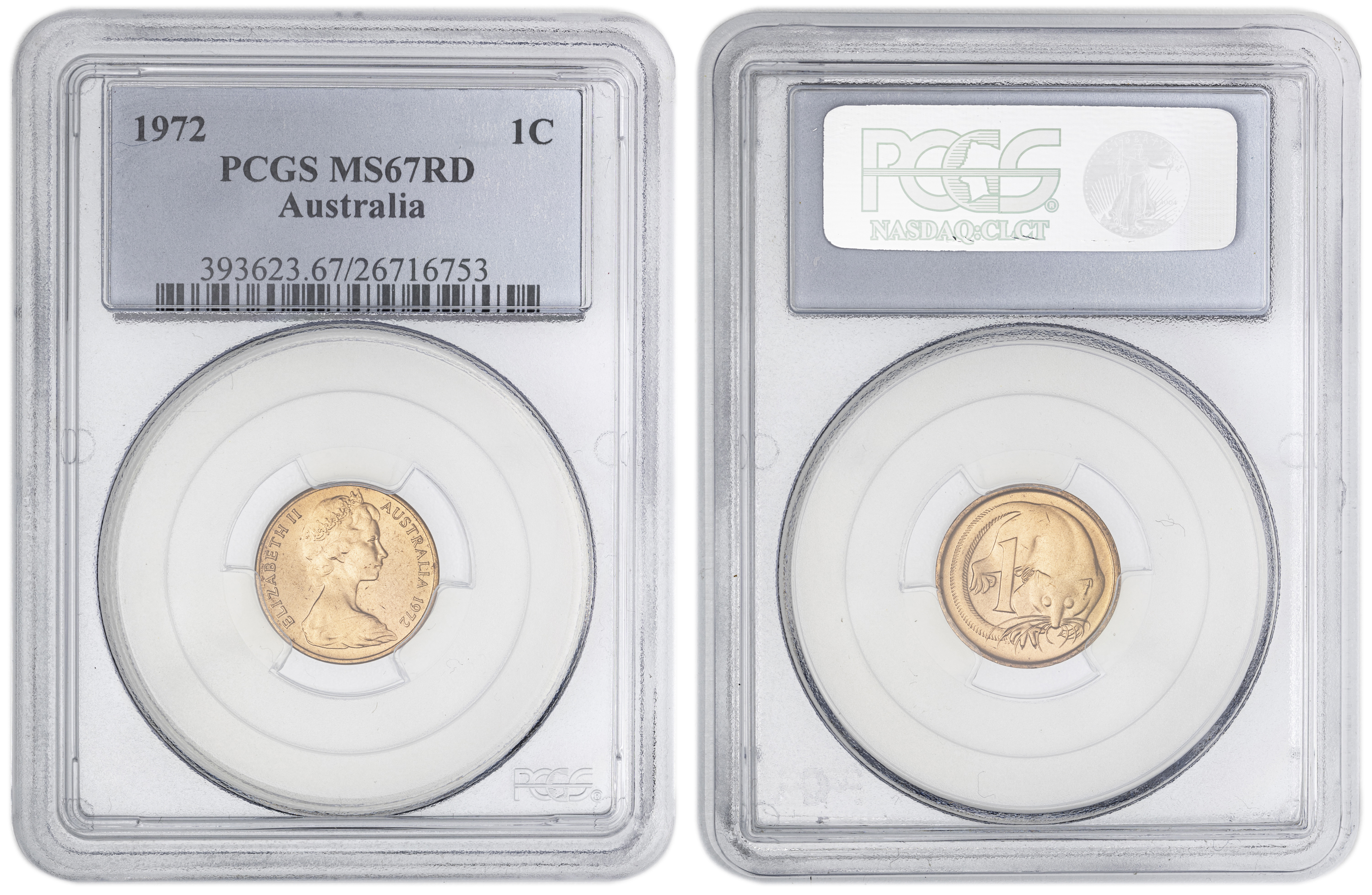 One Cent, 1972, PCGS MS67RD