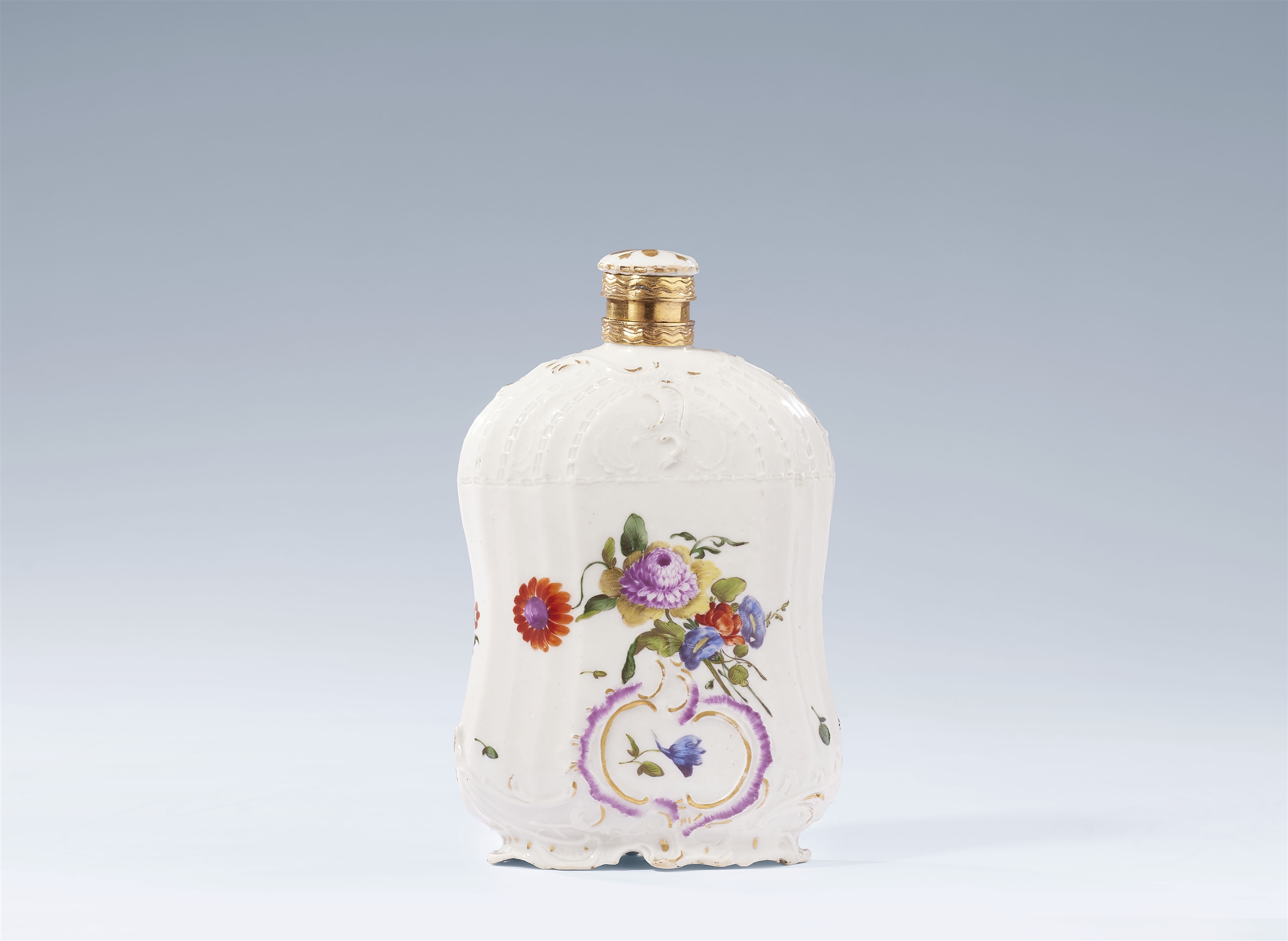 A Ludwigsburg porcelain bottle with floral garlands