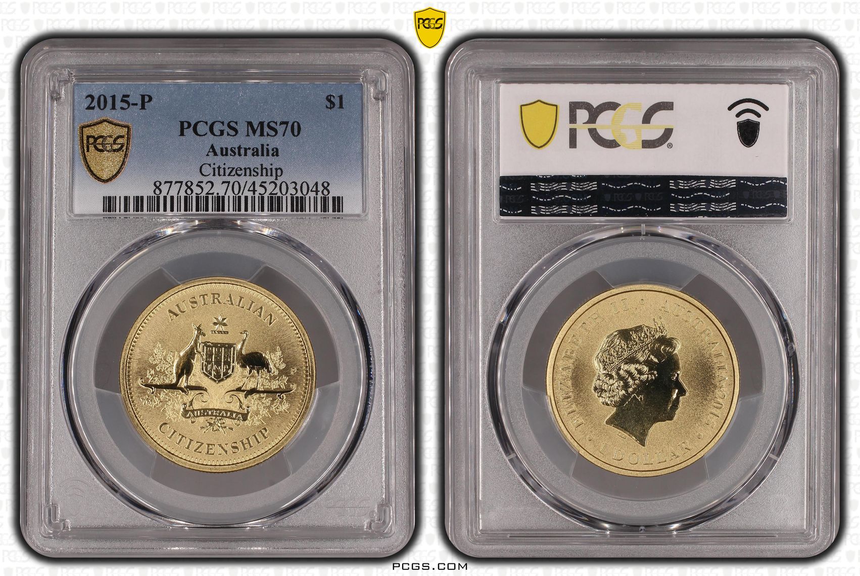 2015-P Australia One Dollar, $1 Citizenship PCGS - MS70 POP 2/0 -048