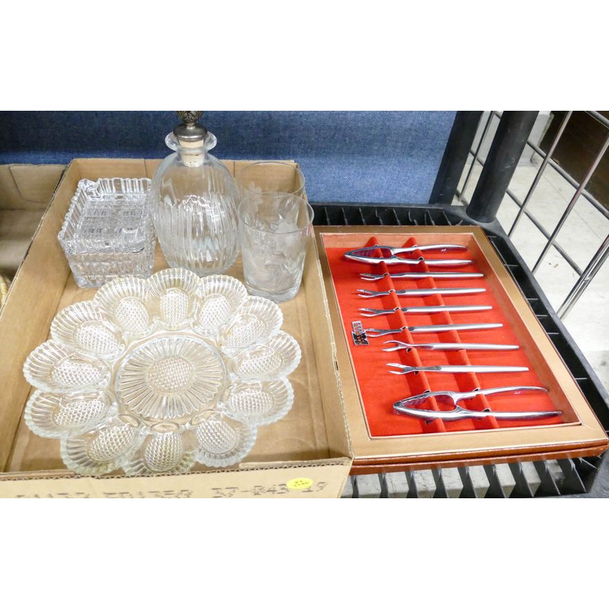 Vintage Crab Cracker Set & Box Glassware