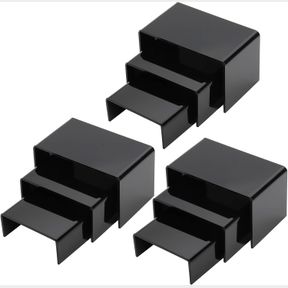 HEDUME SET OF 9 BLACK ACRYLIC DISPLAY RISERS, JEWELRY DISPLAY RISER, PRODUCT DISPLAY STAND FOR FIGURES, BUFFETS, DESSERT, CUPCAKES