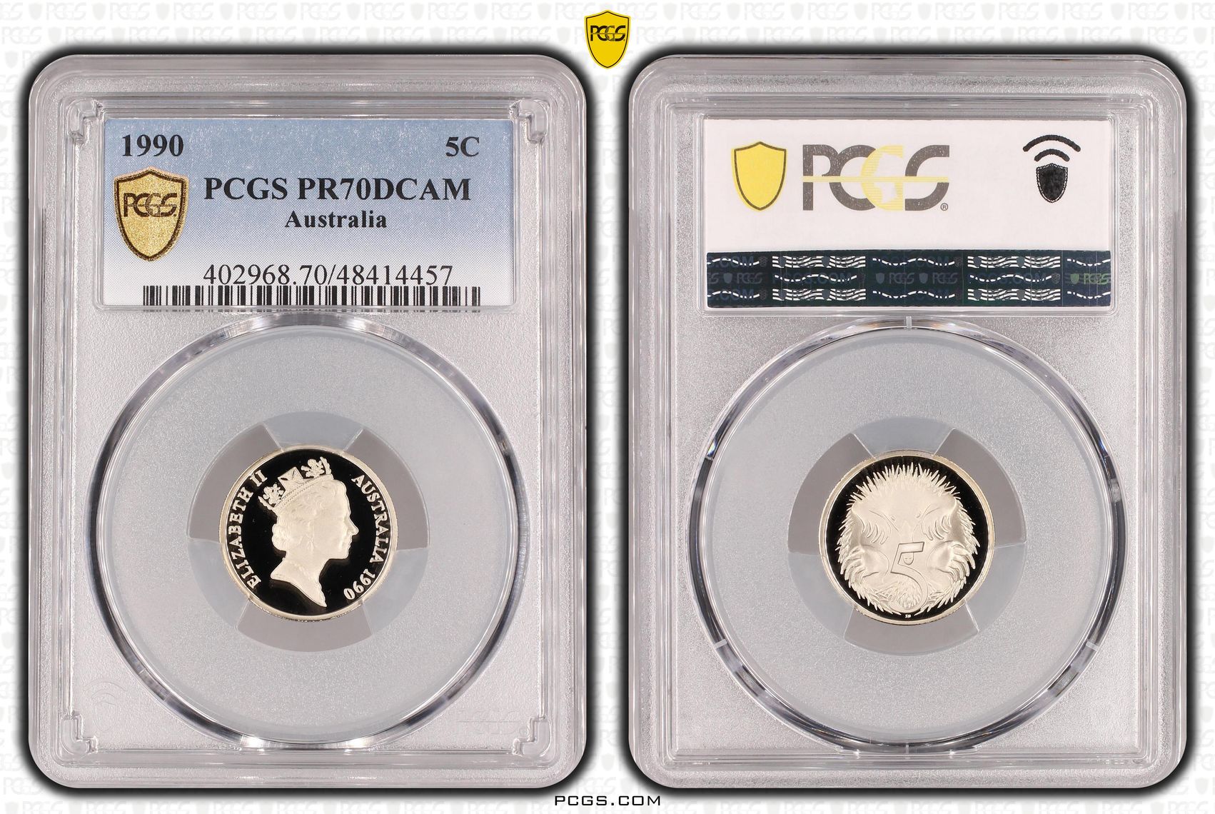 Elizabeth II, Five Cent, 1990, PCGS PR70DCAM