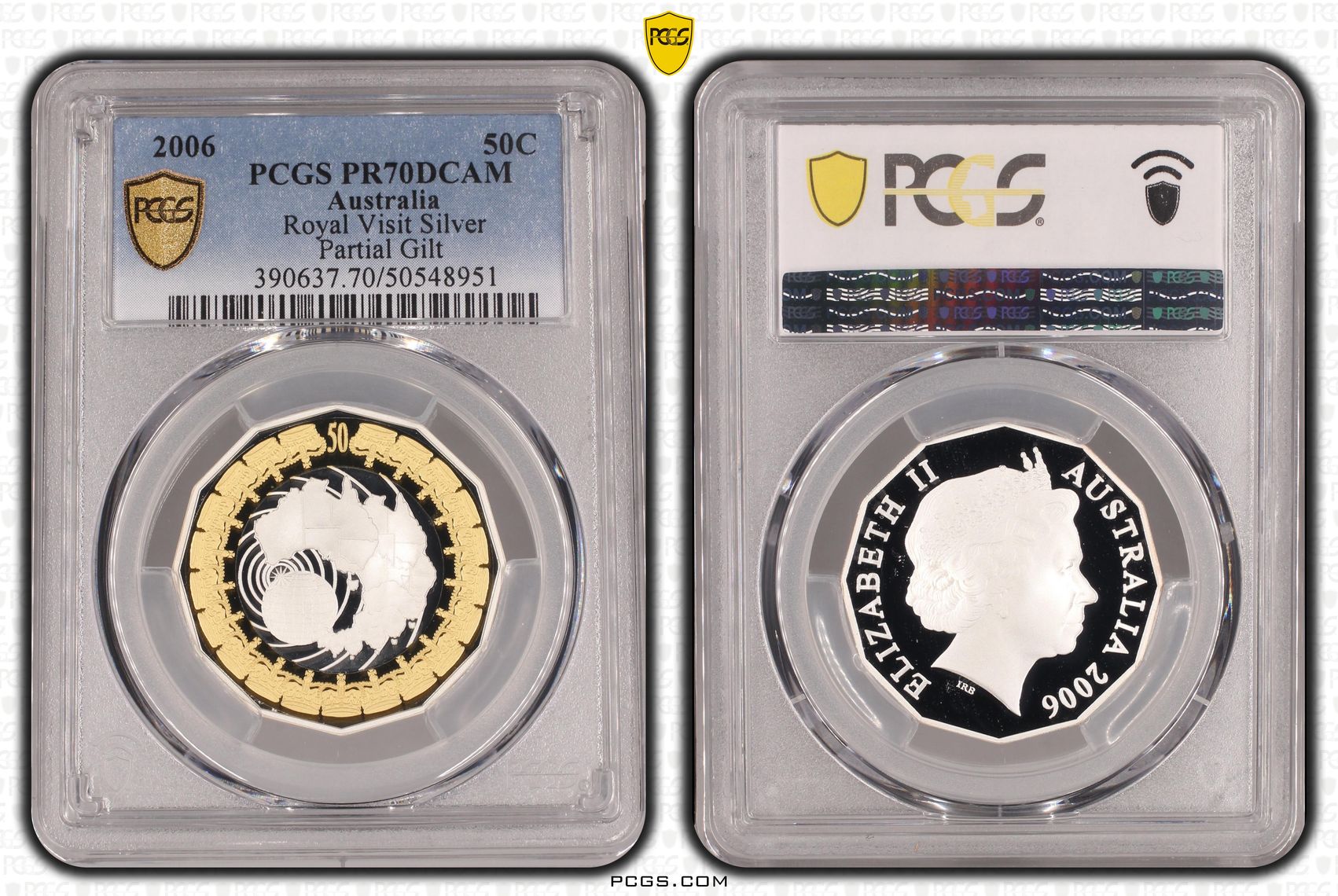 Royal Visit Silver Partial Gilt, Fifty Cent, 2006, PCGS PR70DCAM