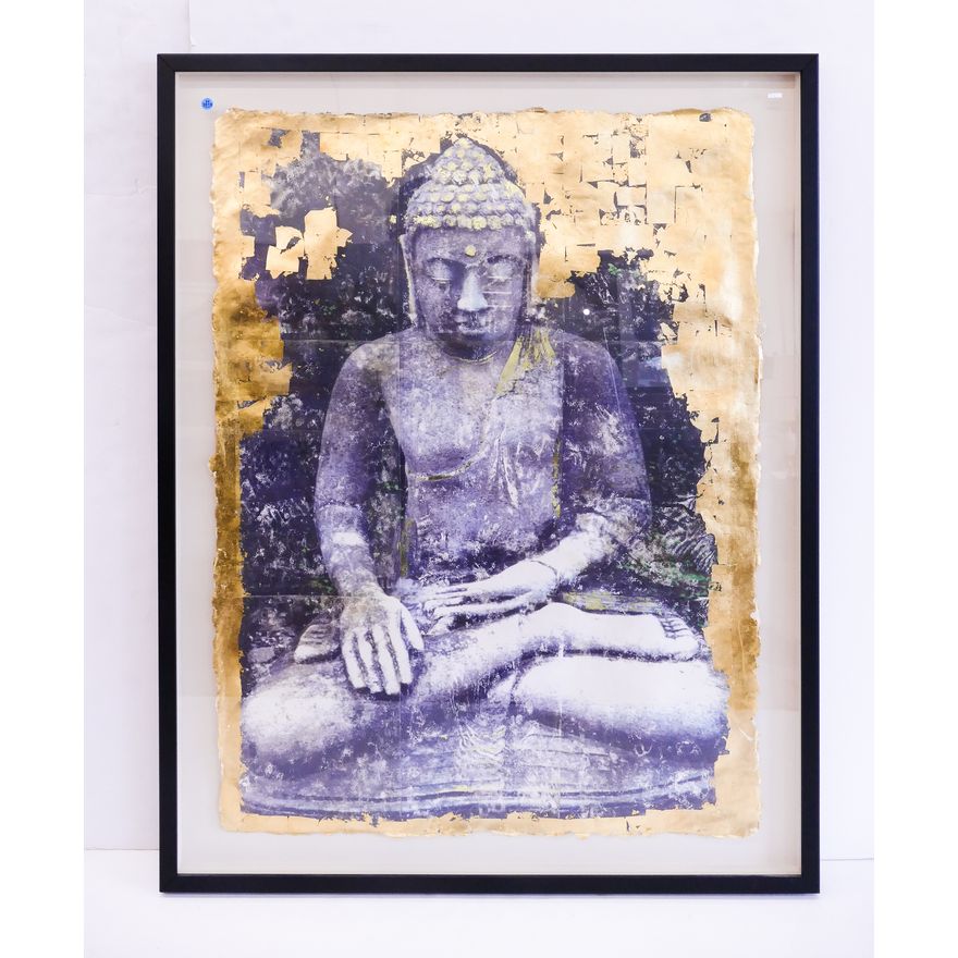 Designer Gold Leaf Buddha Gallery Framed Lithograph- 53x42''