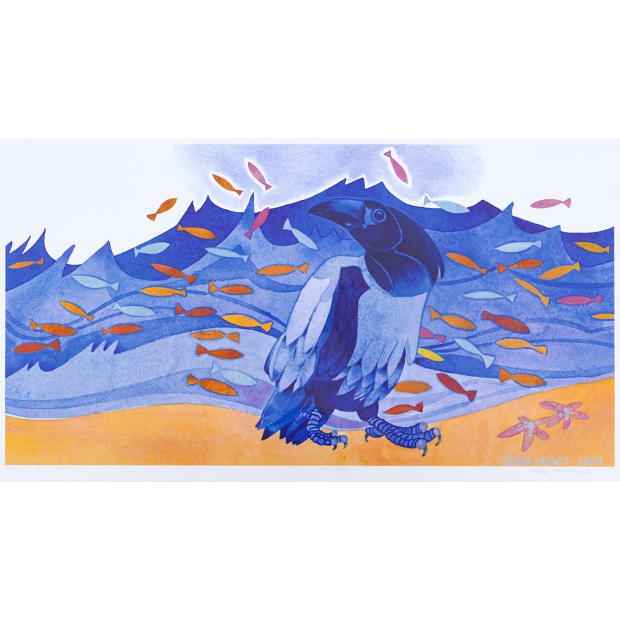 Rie Munoz ''Raven & Herring'' 1980 Signed Print