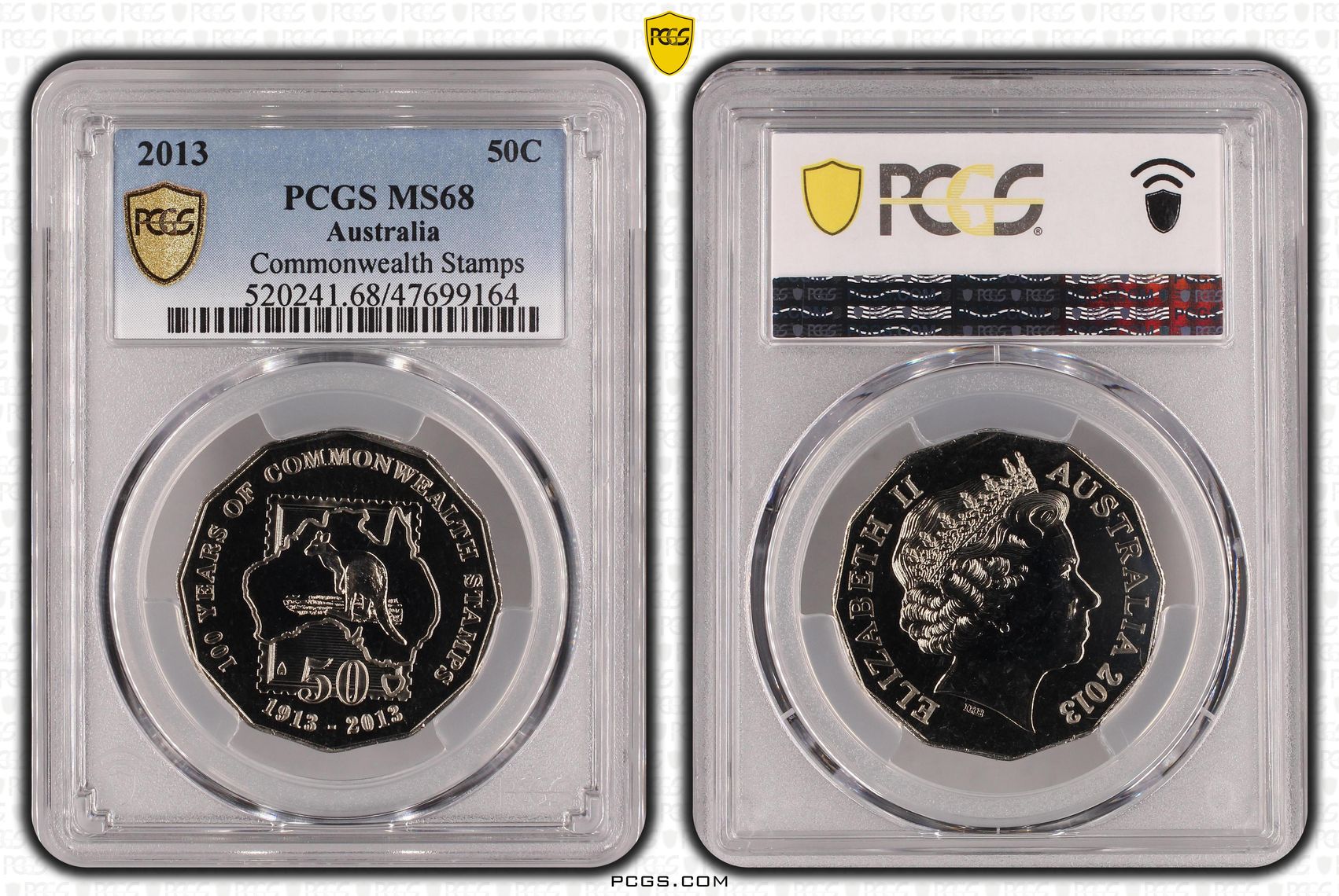 Commonwealth Stamps, Fifty Cent, 2013, PCGS MS 68
