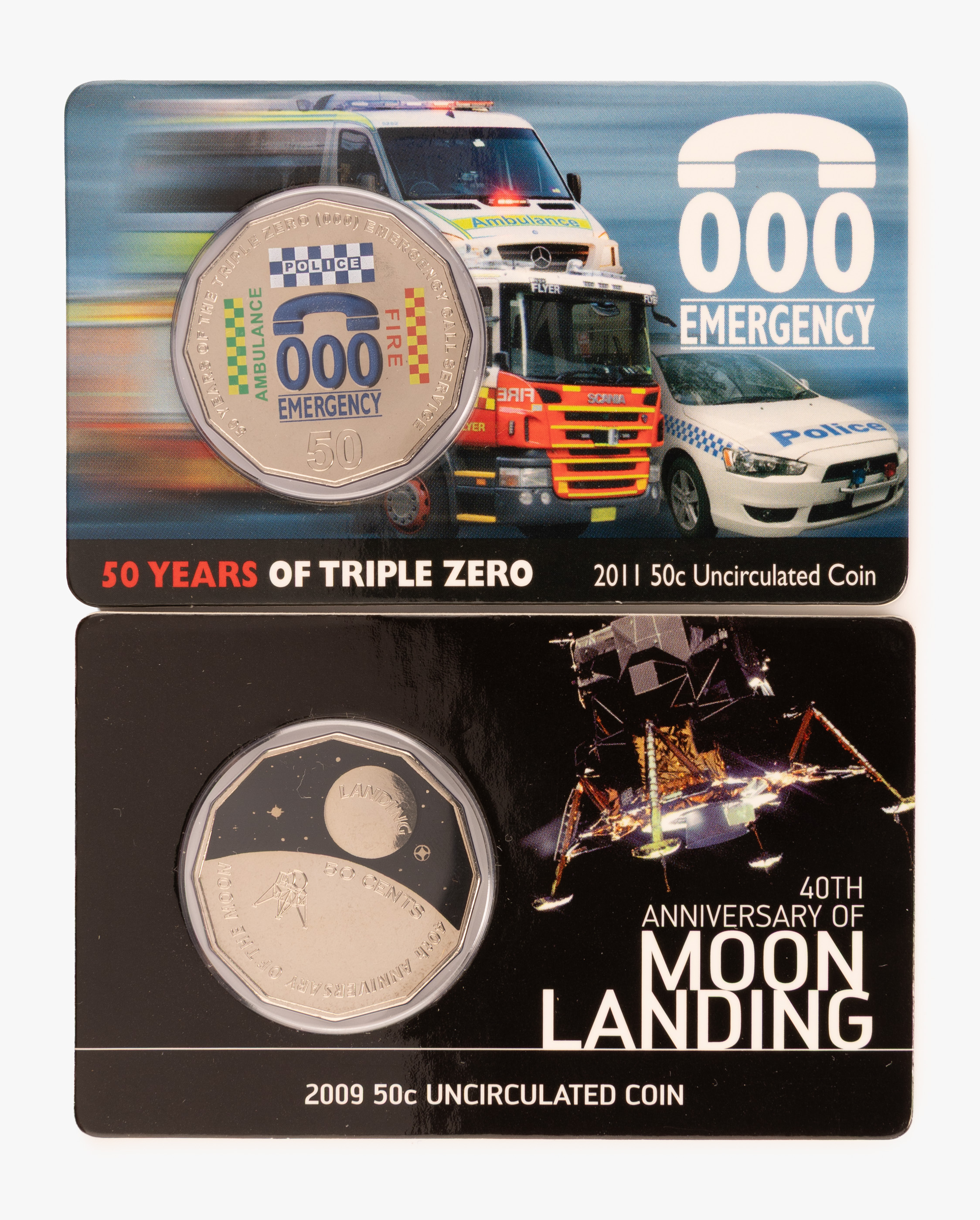 Elizabeth II, RAM - 40TH Anniversary of Moon Landing & 50 Yrs of Triple Zero, Fifty Cents, 2009 - 2011, UNC