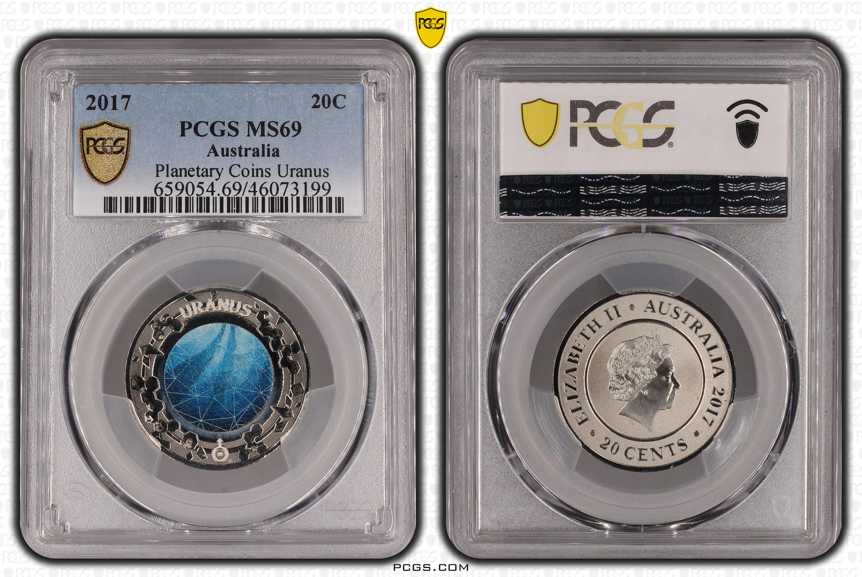 2017 Australia Twenty Cent, 20c Planetary Coins Uranus PCGS - MS69 -199
