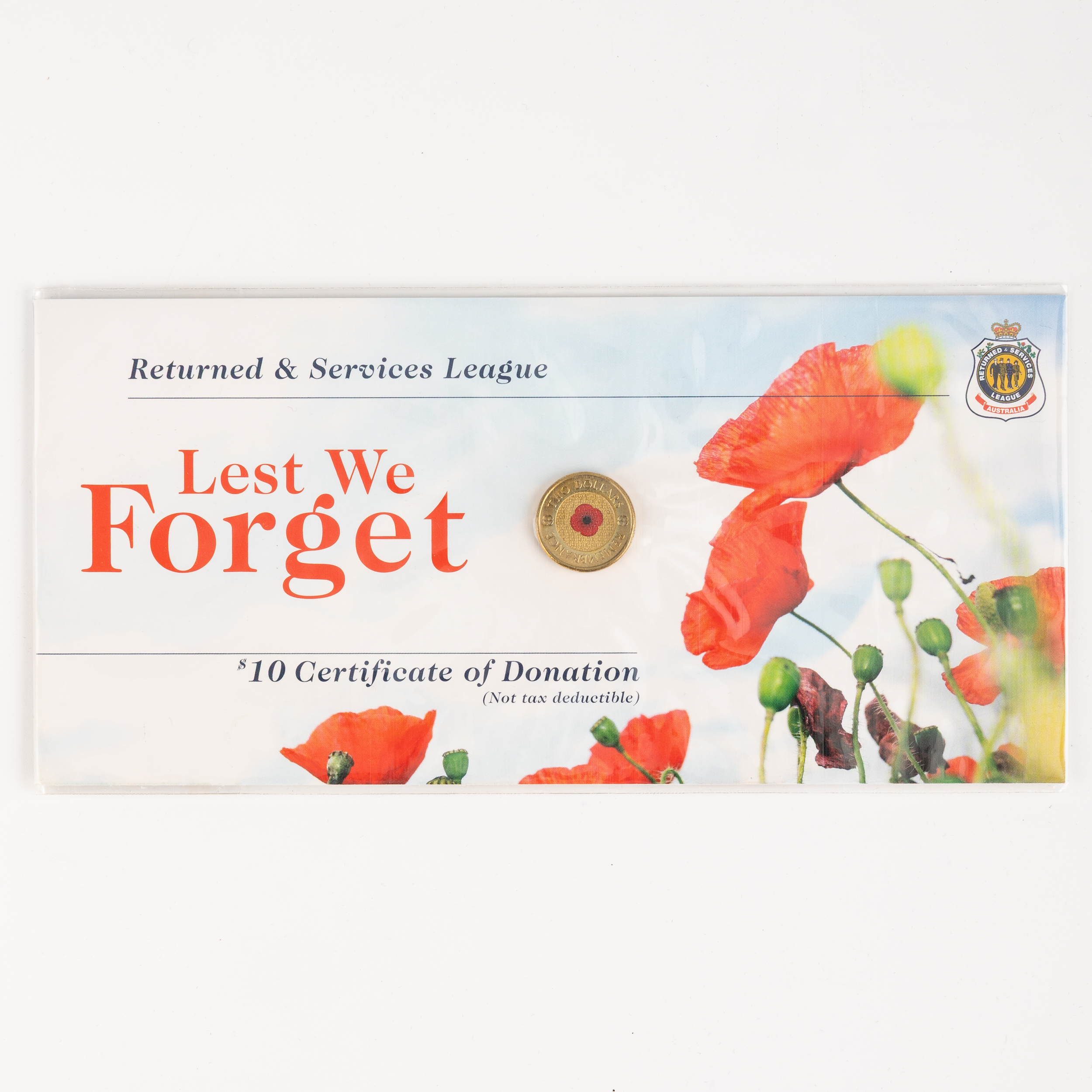 Elizabeth II, RSL - Lest we forget, Red Poppy, Two Dollars, 2012, UNC