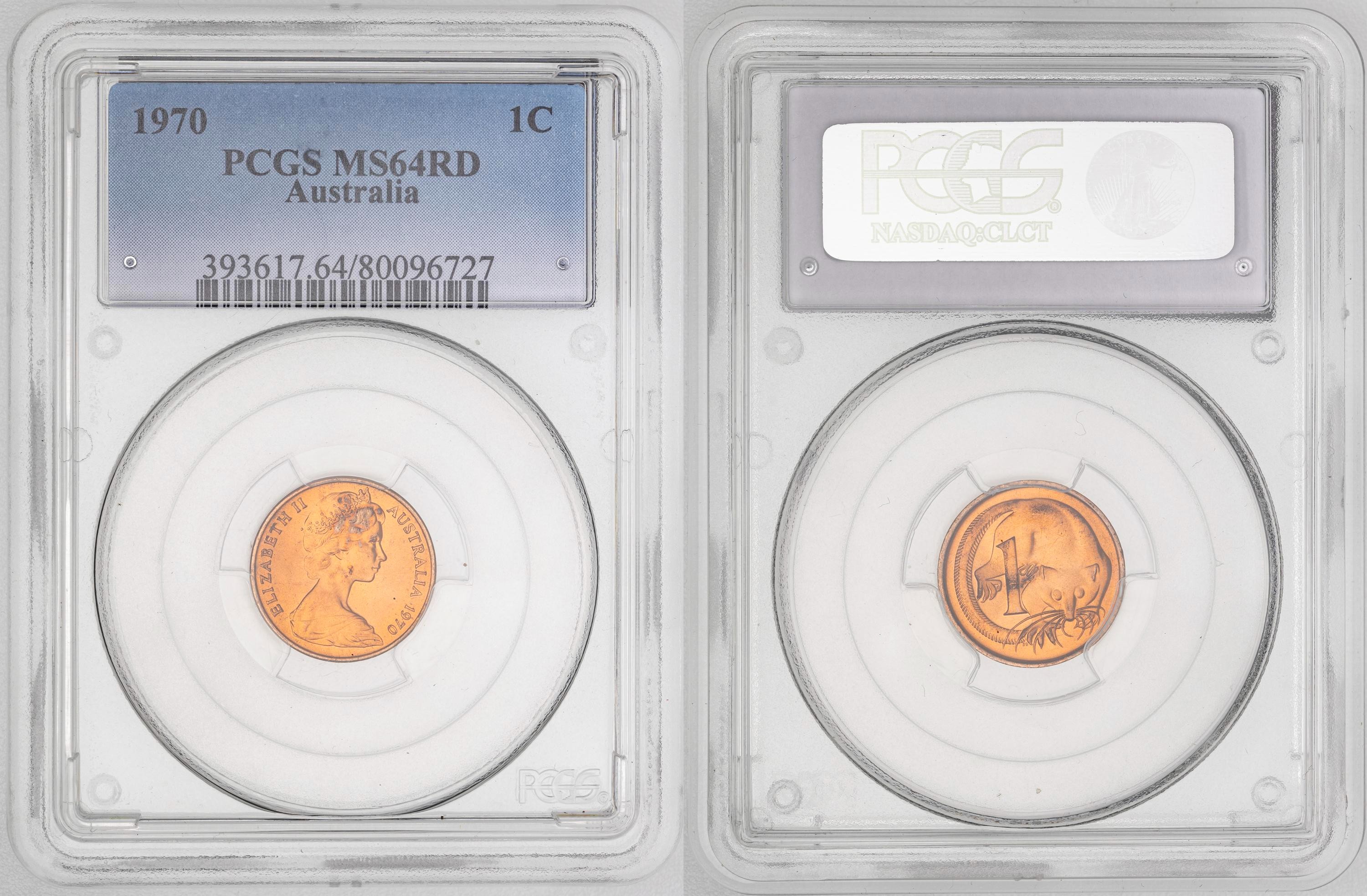 Elizabeth II, KM-62 , One Cent, 1970, PCGS MS64RD