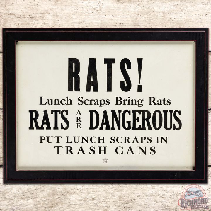 Texaco Rats! Put Lunch Scraps in Trash Cans Port Arthur TX Refinery SS Tin Sign