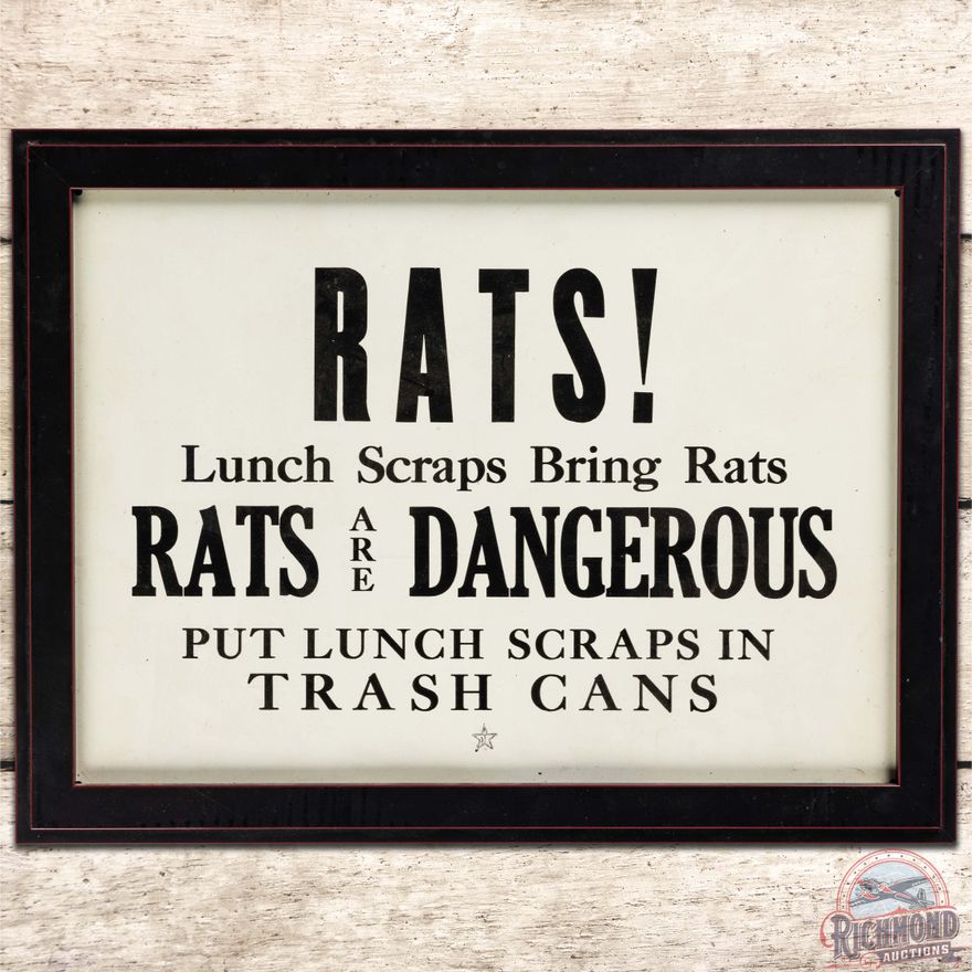 Texaco Rats! Put Lunch Scraps in Trash Cans Port Arthur TX Refinery SS Tin Sign