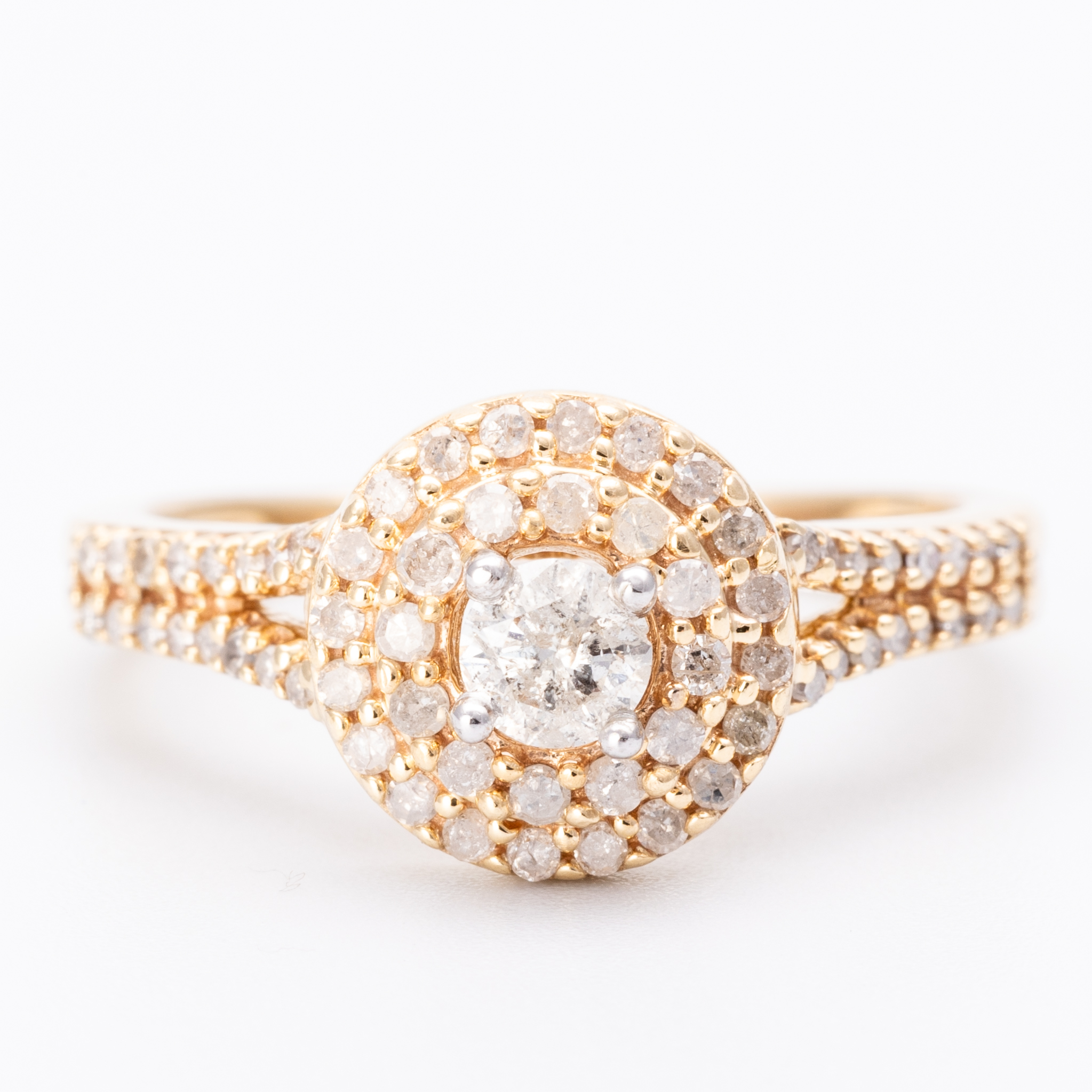 319 · Diamond Double Halo Ring 10ct Gold