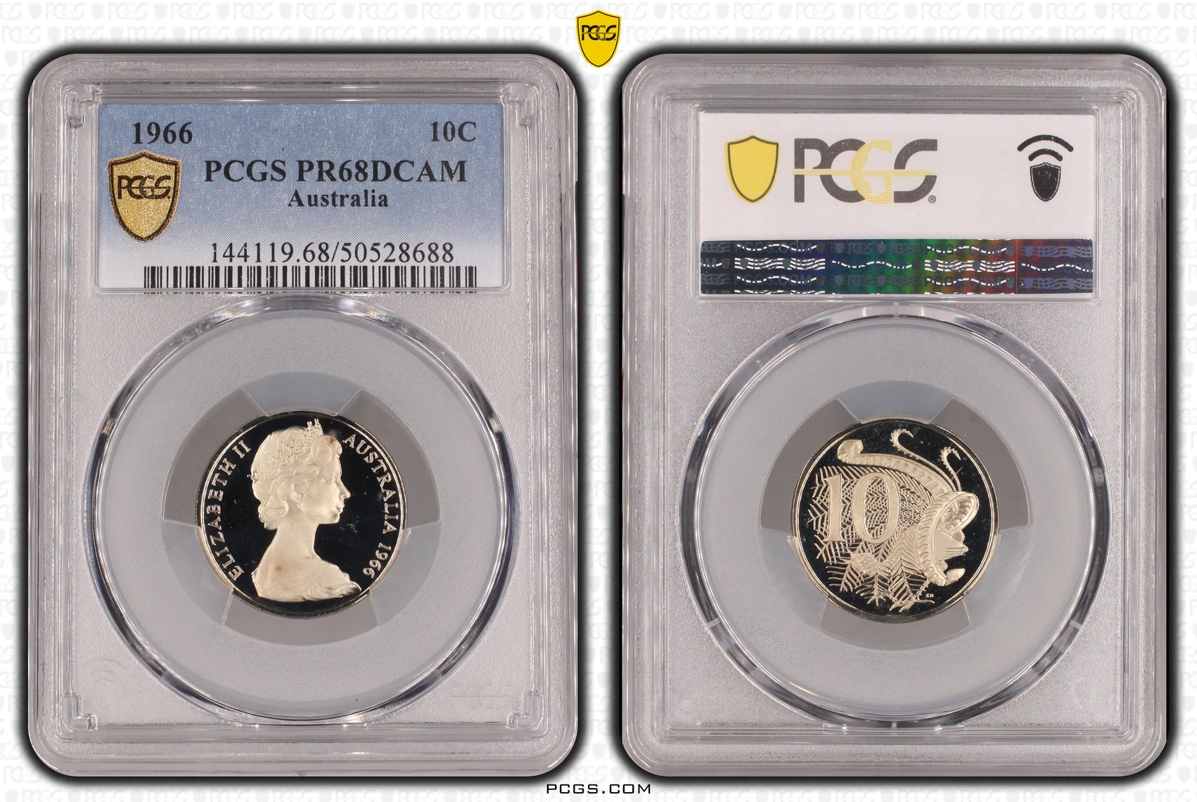 Ten Cent, 1966, Pcgs Pr68dcam
