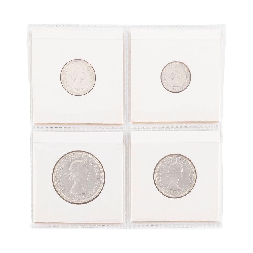 Elizabeth II, Four Coin Melbourne Proof Set, Threepence - Florin, 1957,  FDC