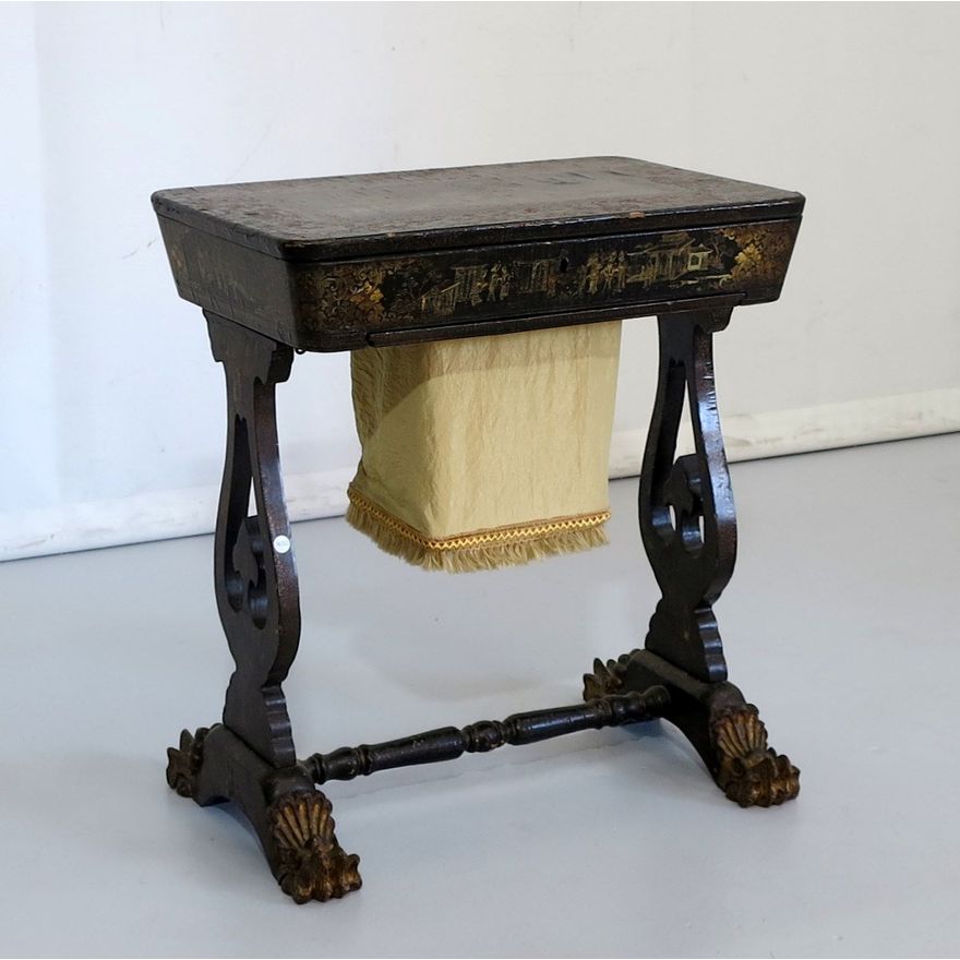 VICTORIAN CHINOISERIE LACQUERED WORK TABLE