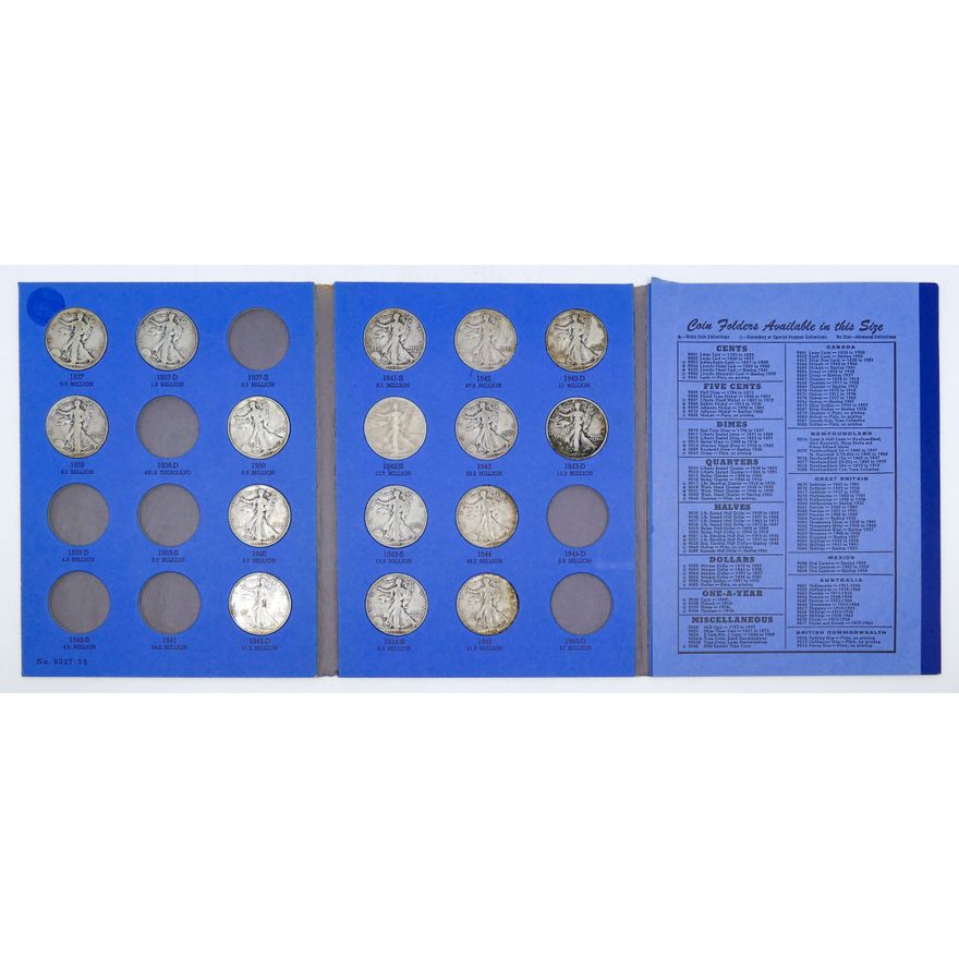 US Walking Liberty Silver Half Dollar Blue Book 19pc