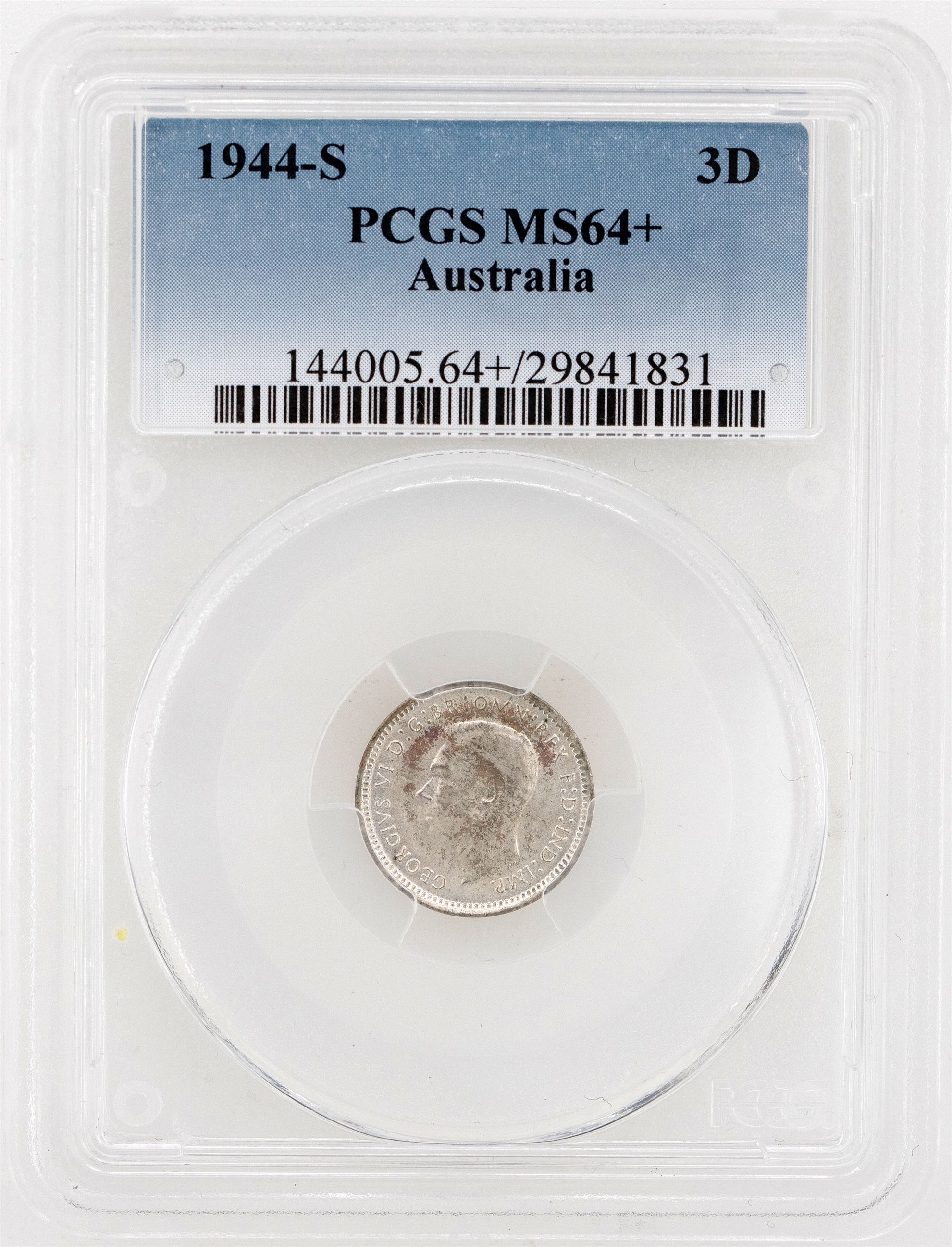 1944-S Australia Threepence PCGS - MS64+ -831