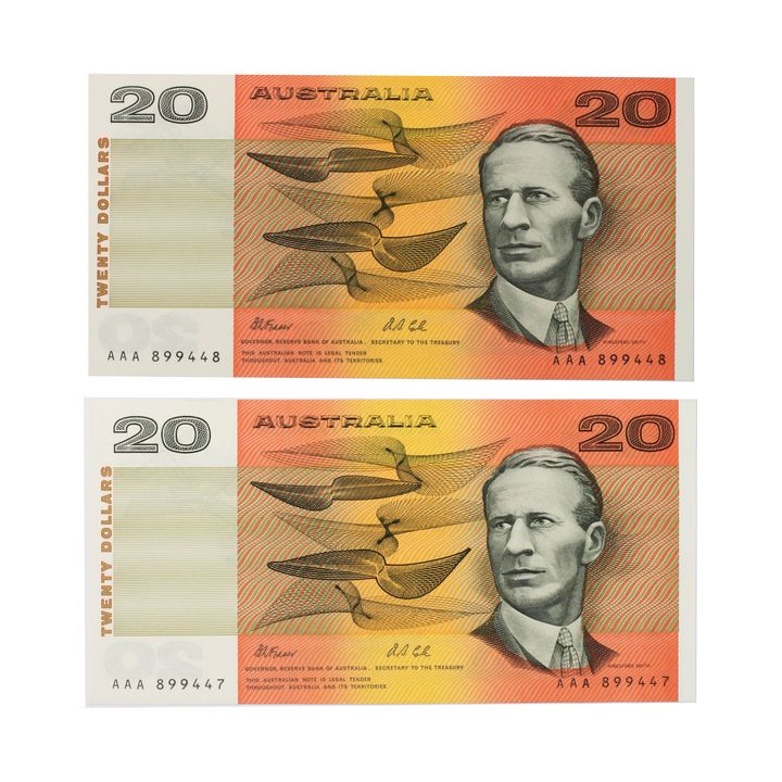 Special Serial - Fraser/Cole, Twenty Dollar, 1985 Uncirculated