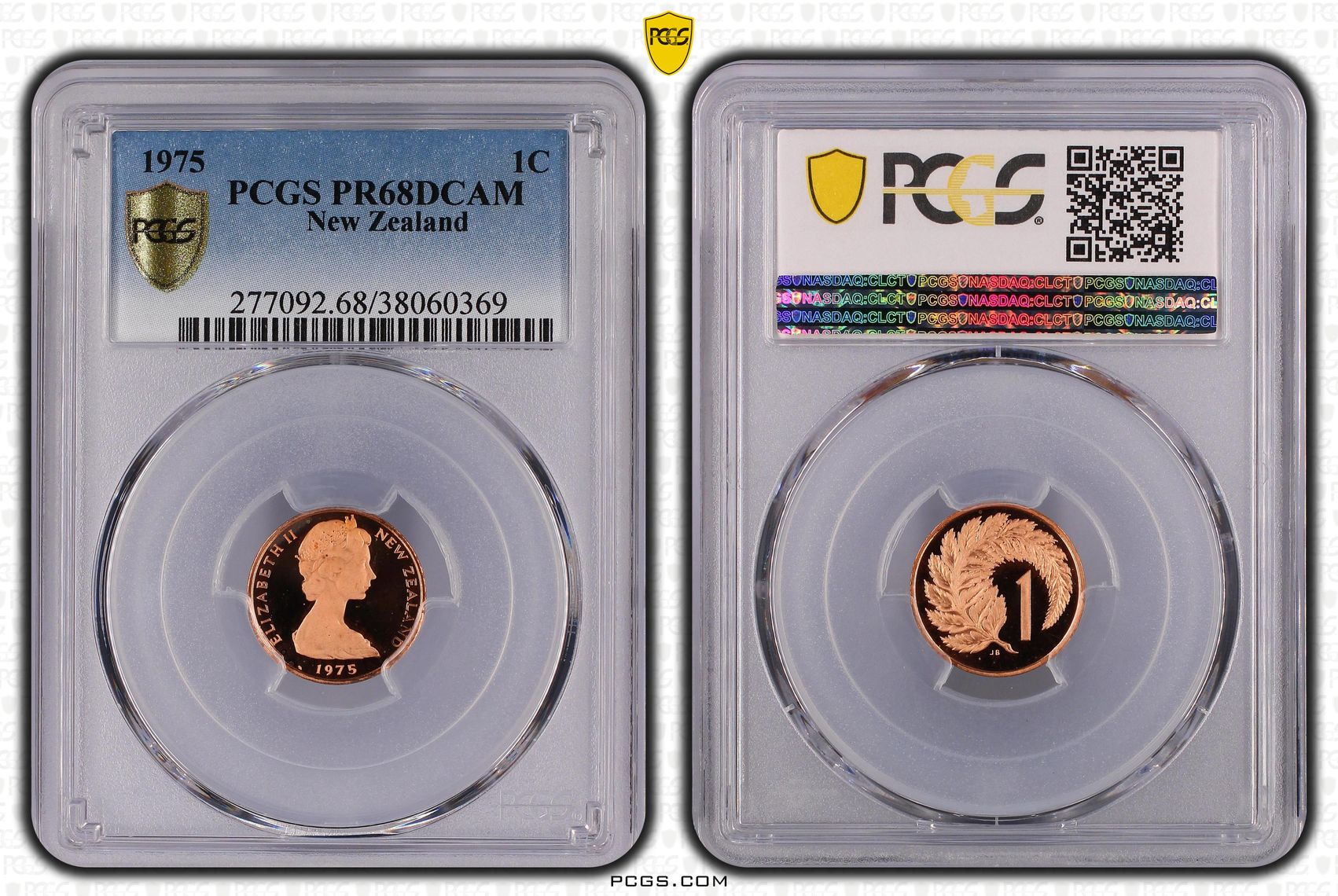 63 · New Zealand, Elizabeth II, 1C, 1975, PCGS - PR68DCAM