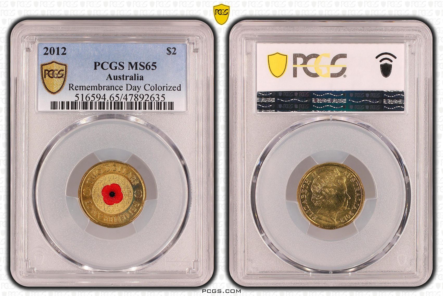 Remembrance Day Colored , Two Dollar, 2012, PCGS MS65