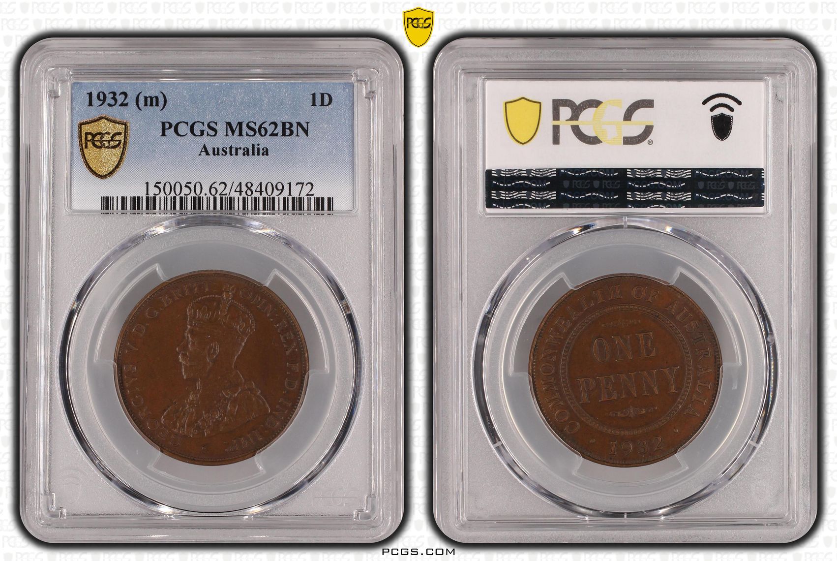 George V, Penny, 1932, PCGS MS62BN