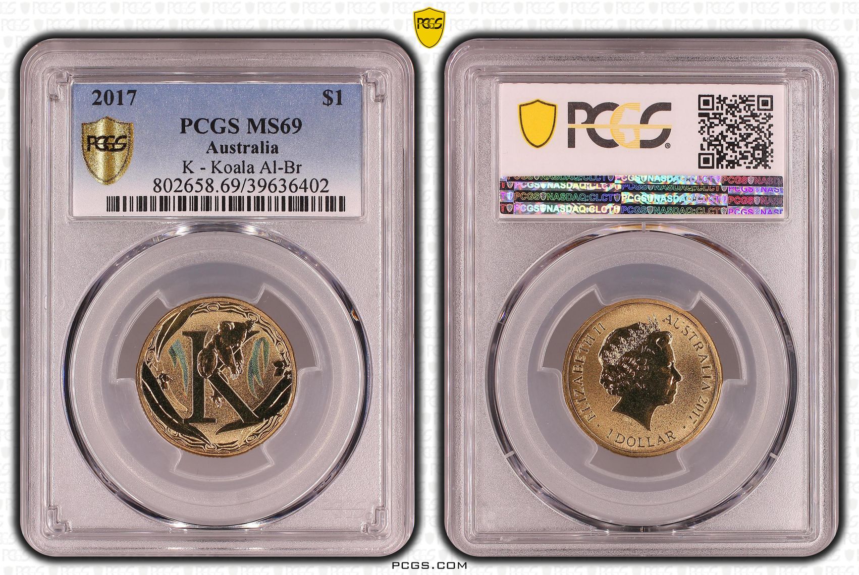 2017 Australia One Dollar, $1 K - Koala Al-Br PCGS - MS69 POP 20/0 -402