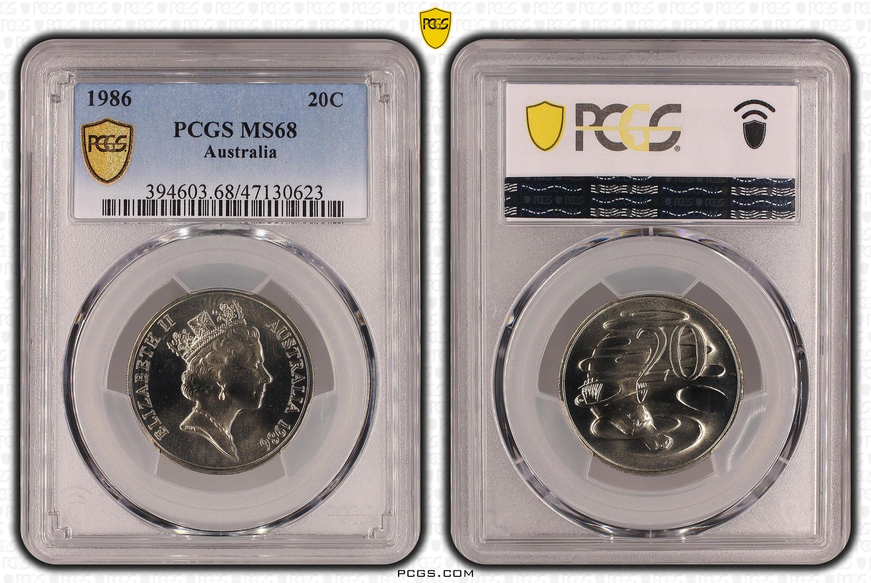 Elizabeth II, Twenty Cent, 1986, PCGS MS68