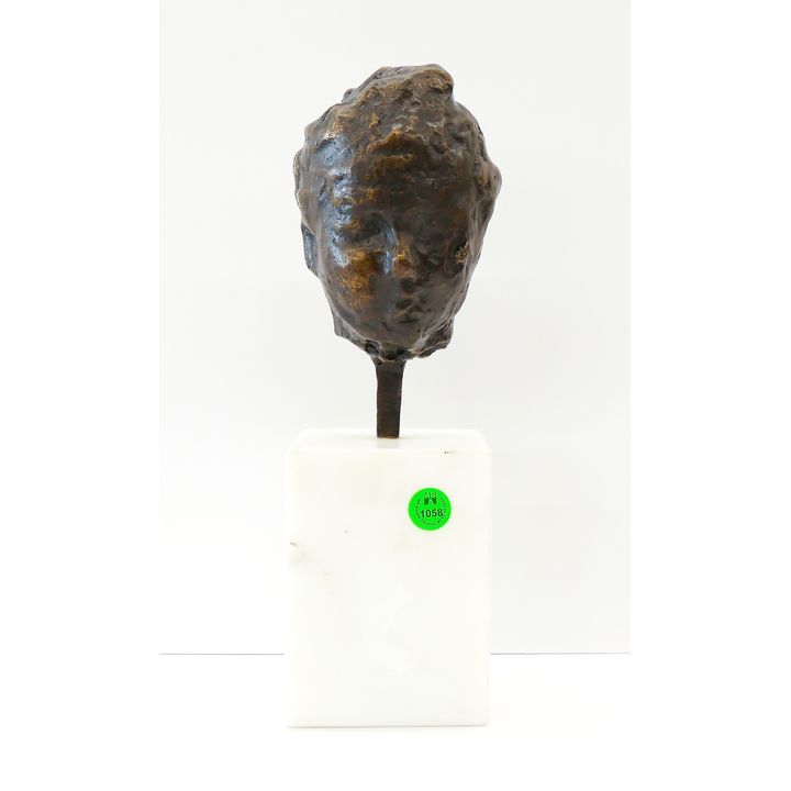 After Edgar Degas Bronze Bust Sculpture on Marble Stand 12''