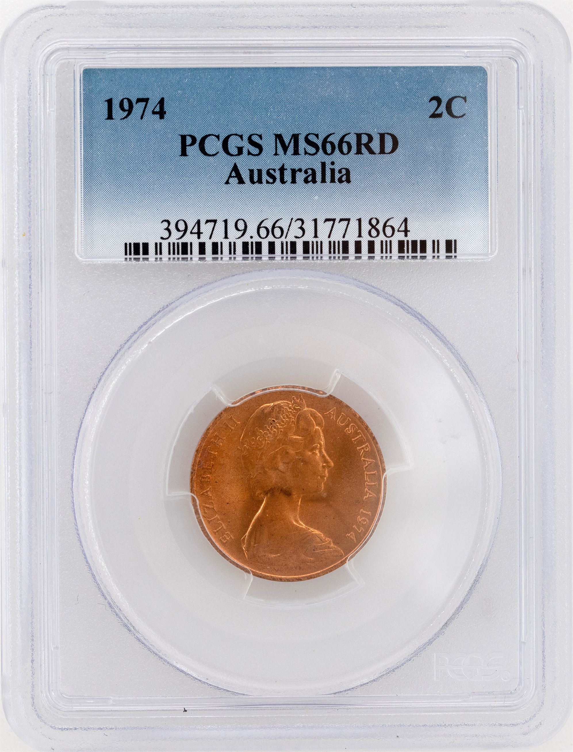 1974 Australia Two Cent, 2c PCGS - MS66RD -864