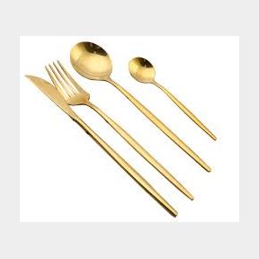 LMA Authentic Flatware Dinner Set Decadent Wooden Gift Box - 24 Piece - Gold | AS 51718/1948 B1 (S4)