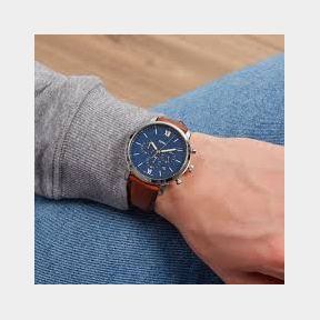 Fossil Neutra Chrono Watch with Stainless Steel Blue Band Bracelet - Brown- Bar 4048803001721| 51747/5630 HV