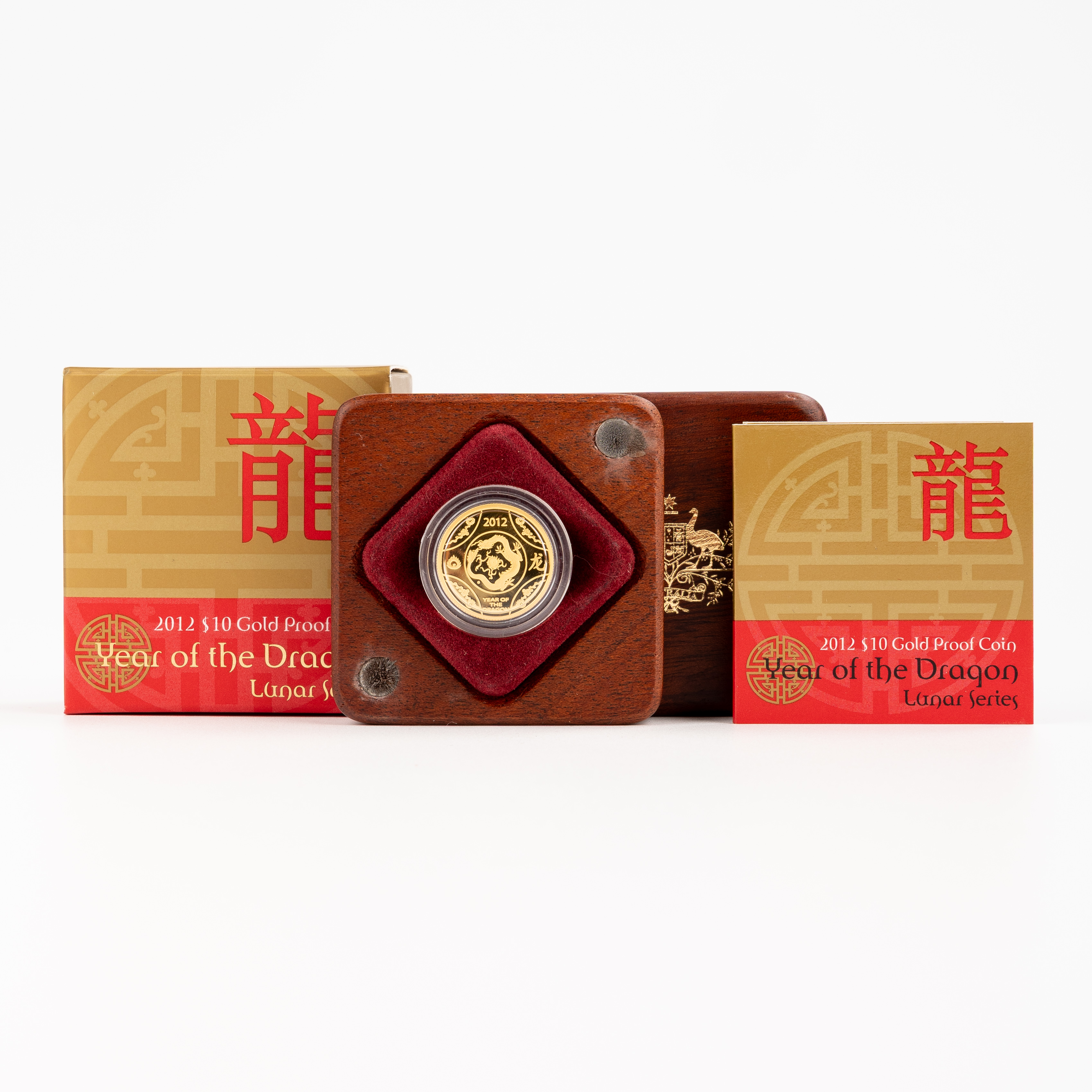Elizabeth II, Lunar: Year of the Dragon 1/10th Gold Proof, Ten Dollars, 2012, FDC