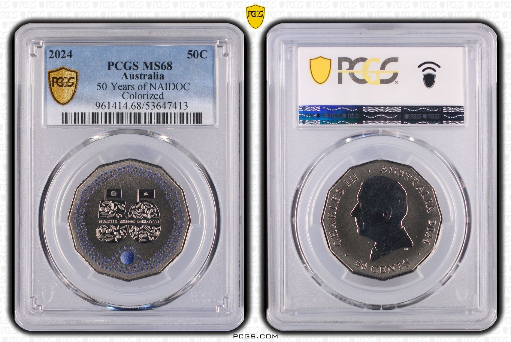 50 Years of NAIDOC Colourised, Fifty Cent, 2024, PCGS MS68