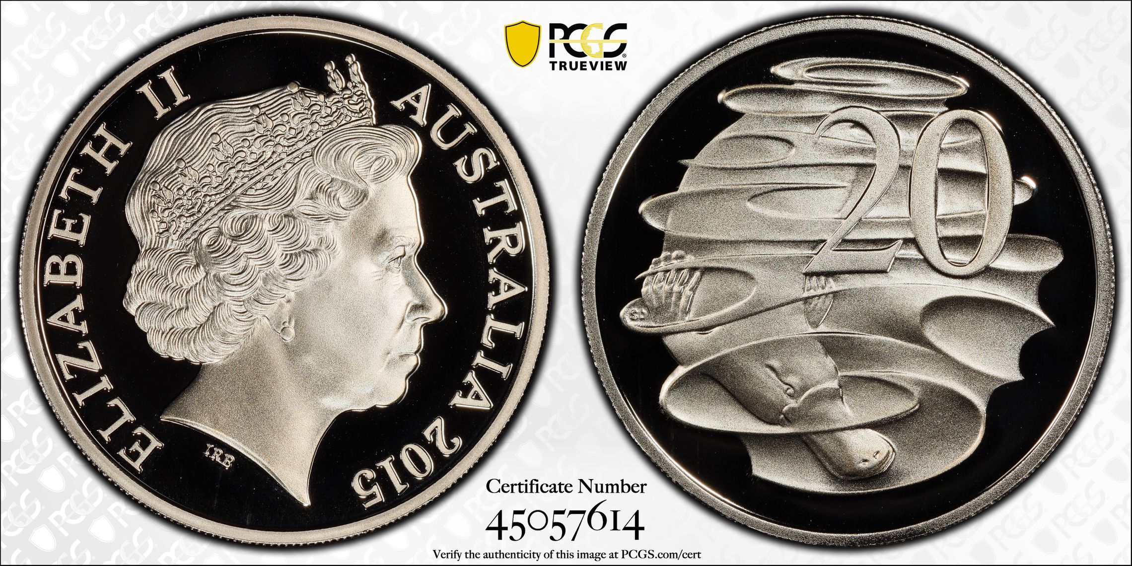 Elizabeth II, Twenty Cent, 2015, PCGS PR70DCAM