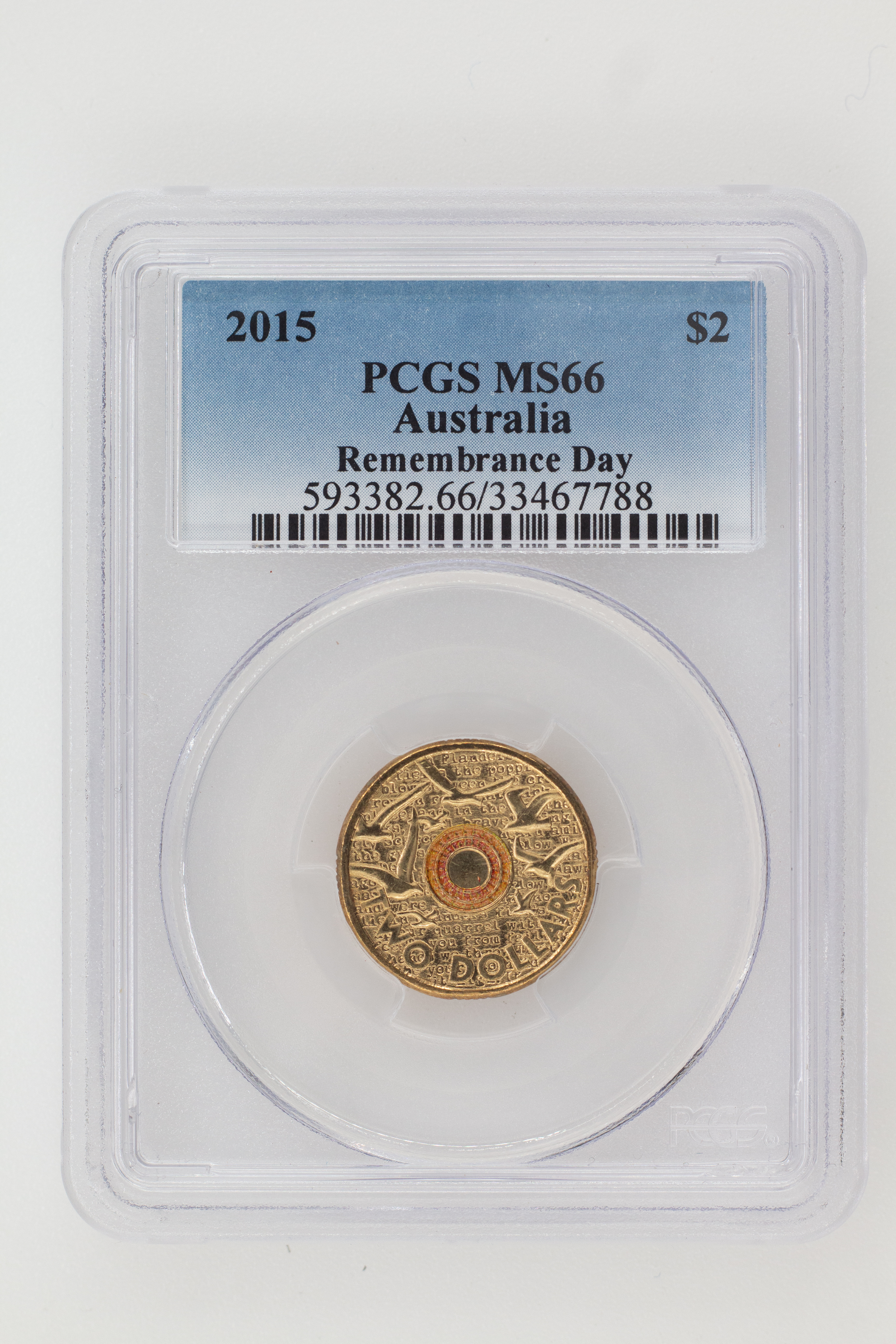 2015 Australia Two Dollar, $2 Remembrance Day PCGS - MS66 -788