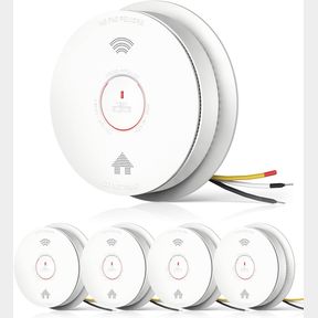 5-PACK SITERWELL HARDWIRED INTERCONNECTED SMOKE DETECTOR CARBON MONOXIDE DETECTOR COMBO WITH 2 AA BATTERIES BACK UP 2 IN 1 SMOKE
