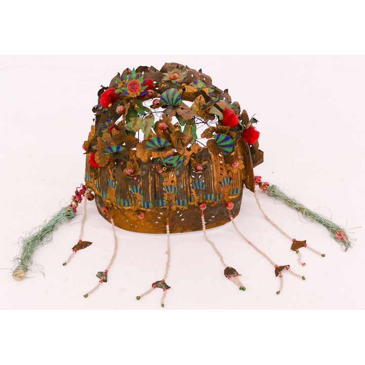 Chinese Qing Beaded Metal Wedding Hat