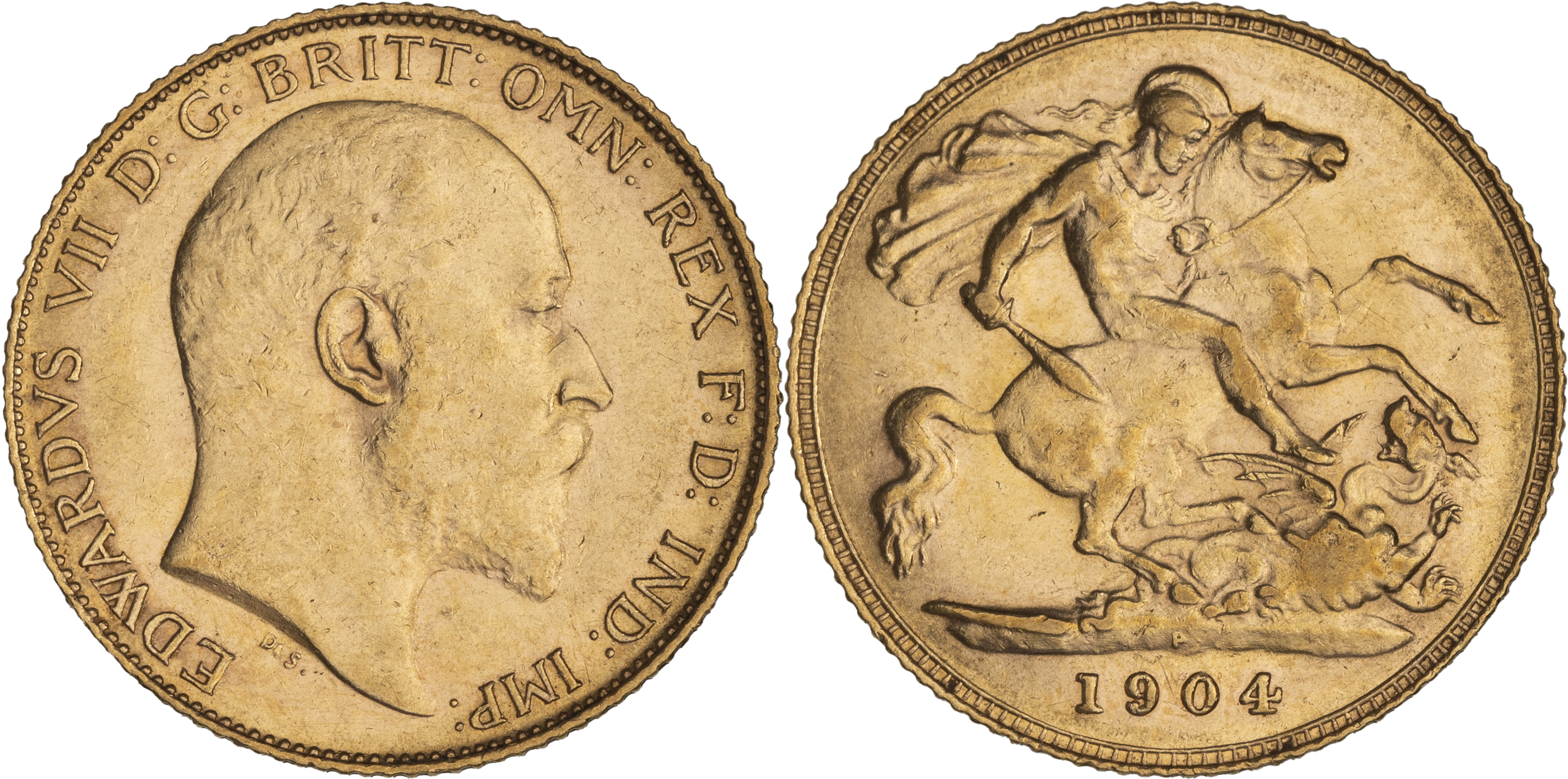 Edward VII, St George Reverse, Half Sovereign, 1904-P, EF