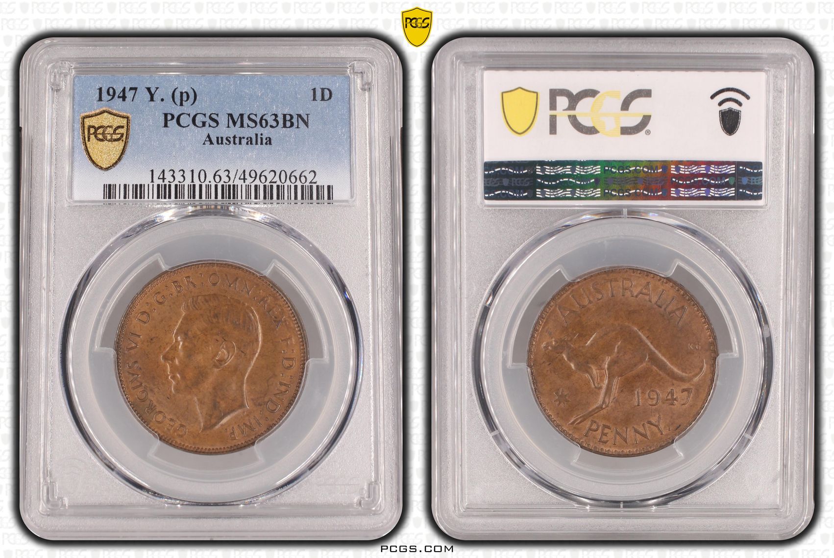 George VI, Penny, 1947, PCGS MS63BN