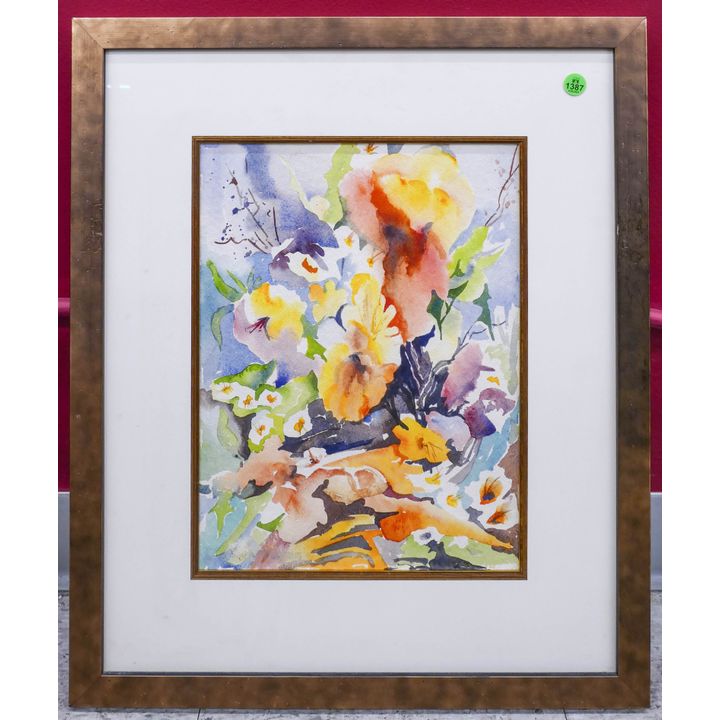 Coralee Stark Floral Watercolor Framed- 23x19''