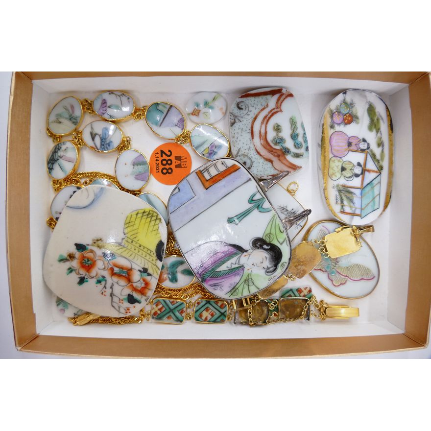 Box Chinese Qing Porcelain Shard Jewelry