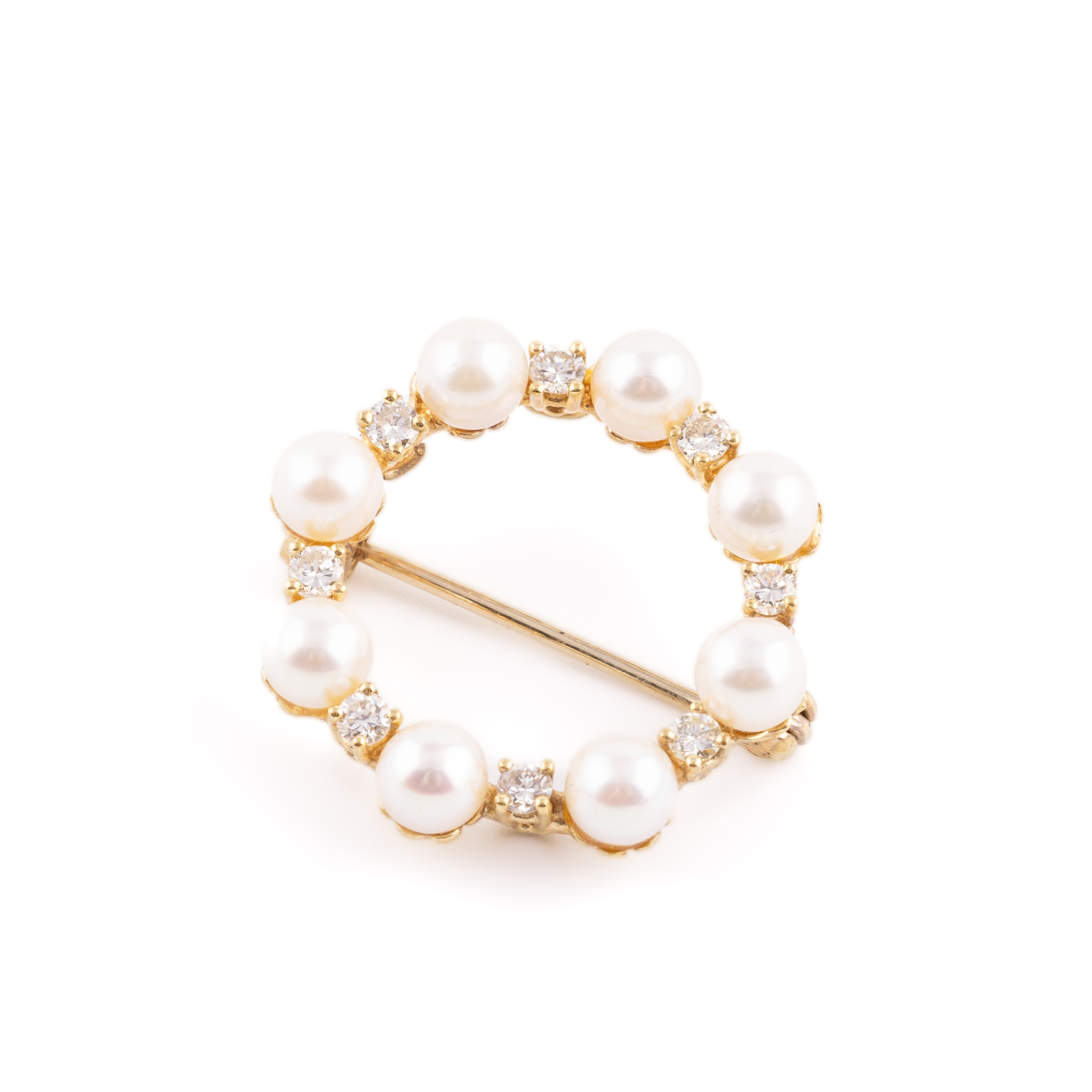 355 · Vintage 0.40 Carat Diamond & Pearl Brooch 9ct